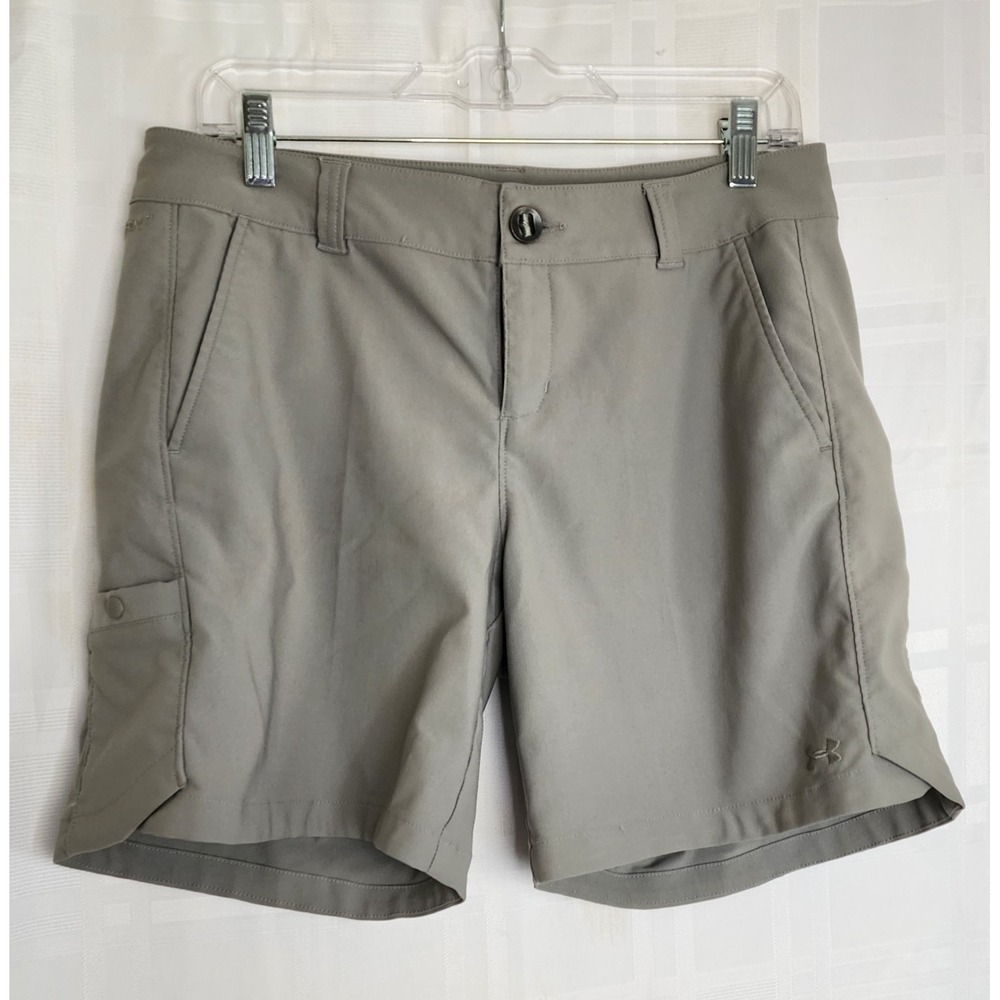 Under Armour Women's Storm1 Fitted Shorts Gray Heat Gear Size 10 Pockets Zip Fly